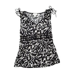 LOFT Ann Taylor Peasant Boho style womens top Size L  floral black white